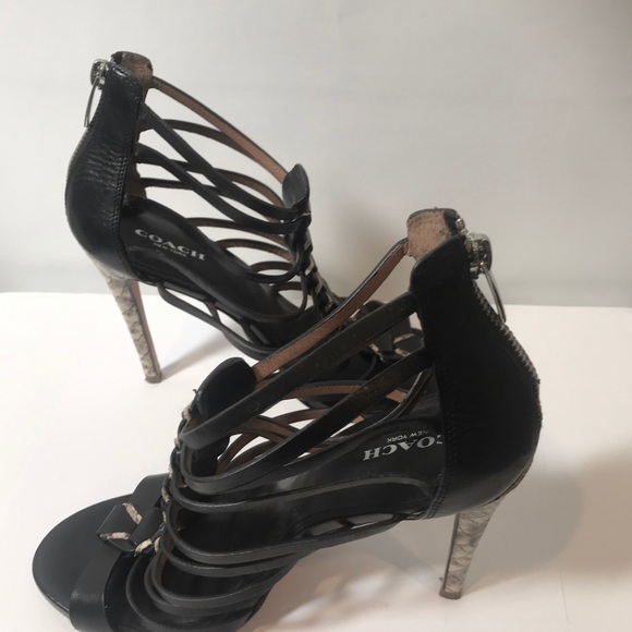Coach Josey Black Leather Stiletto Heels 8B- used - Picture 4 of 7